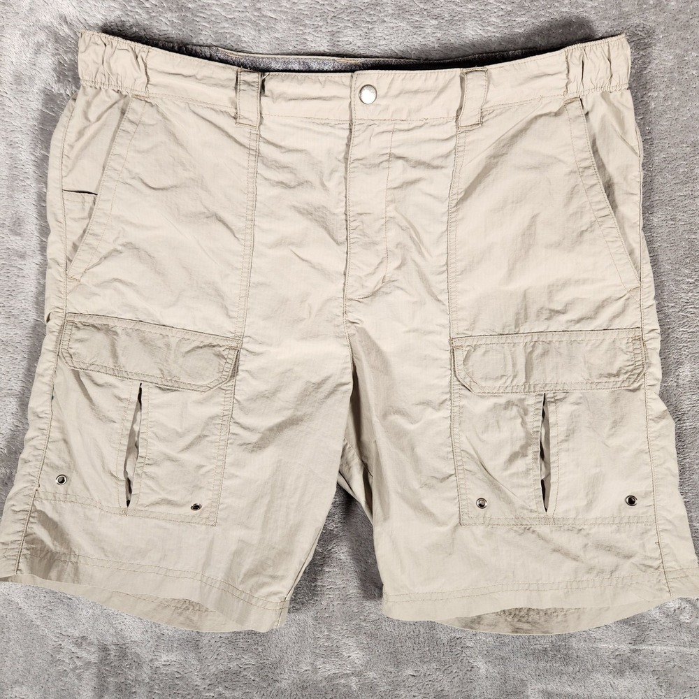 Swiss Alps Cargo Shorts Mens Large 34 Tan Excellent Nylon Hiking Outdoor Ripstop